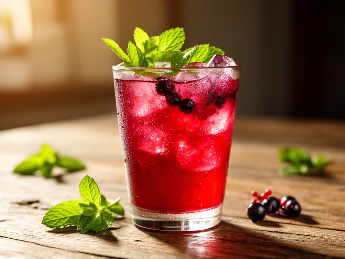 Chilled Hibiscus and Mint Spritzer with a Fruity Twist