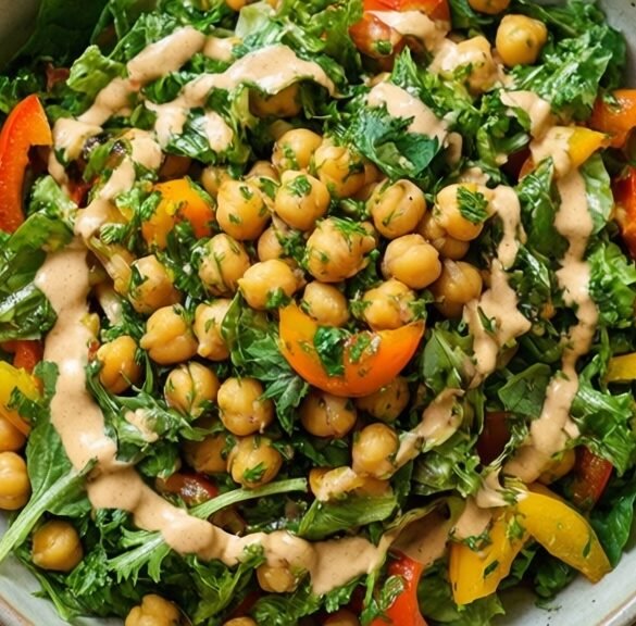 Citrus-Tahini Chickpea Salad with Crunchy Greens