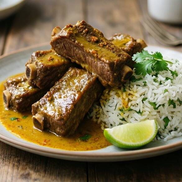 Coconut-Curry Braised Beef Short Ribs with Cilantro-Lime Rice