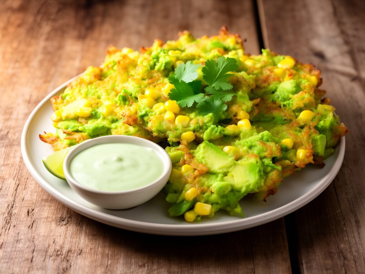 Crispy Avocado-Corn Fritters with Zesty Lime Cream