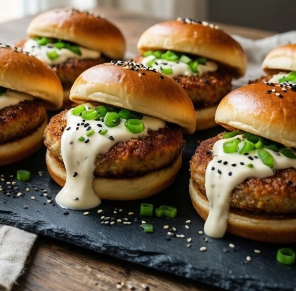 Crispy Mini Kimchi Pancake Sliders with Sesame-Soy Aioli