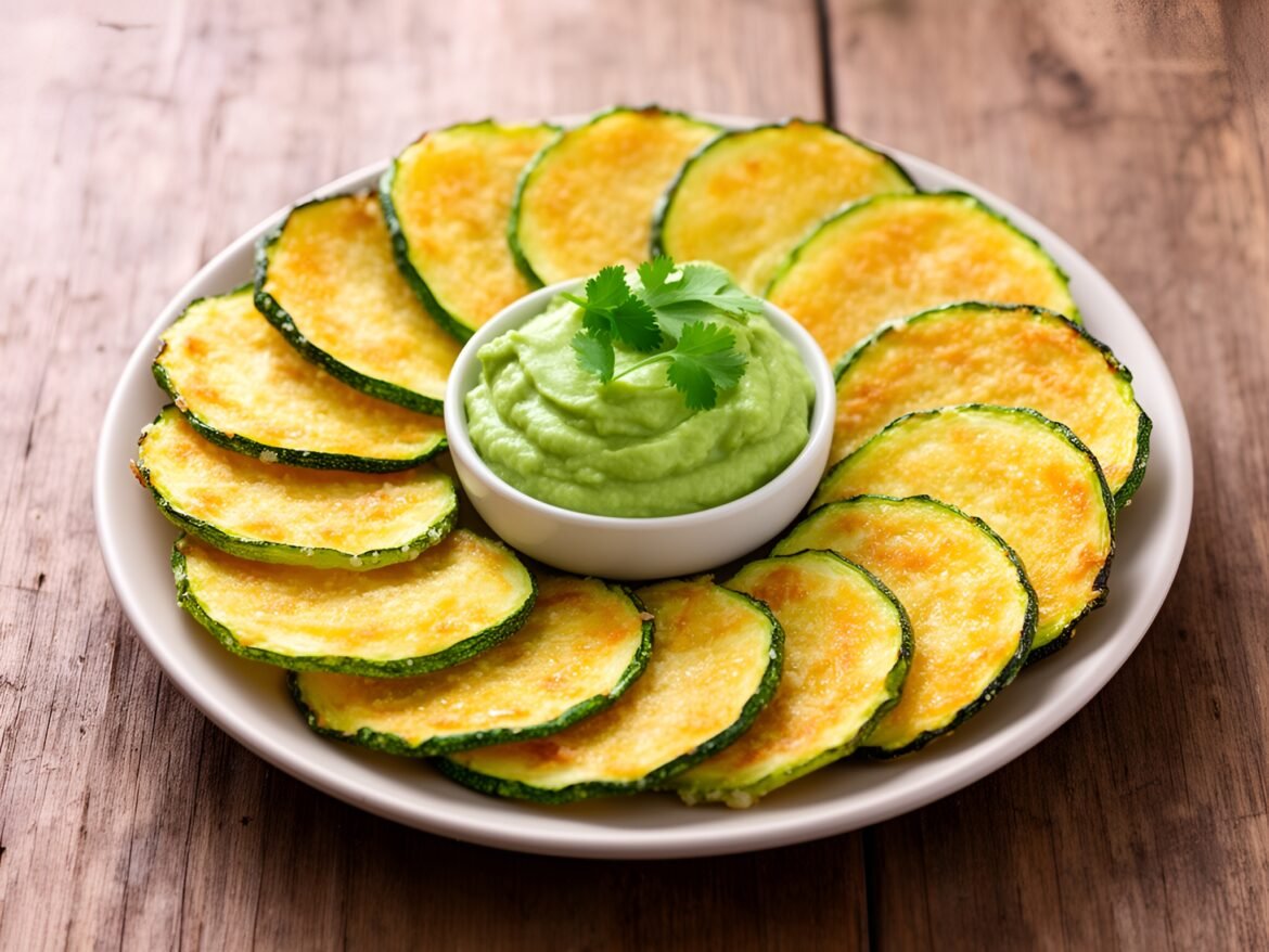 Crispy Parmesan-Spiced Zucchini Chips with Avocado Dip