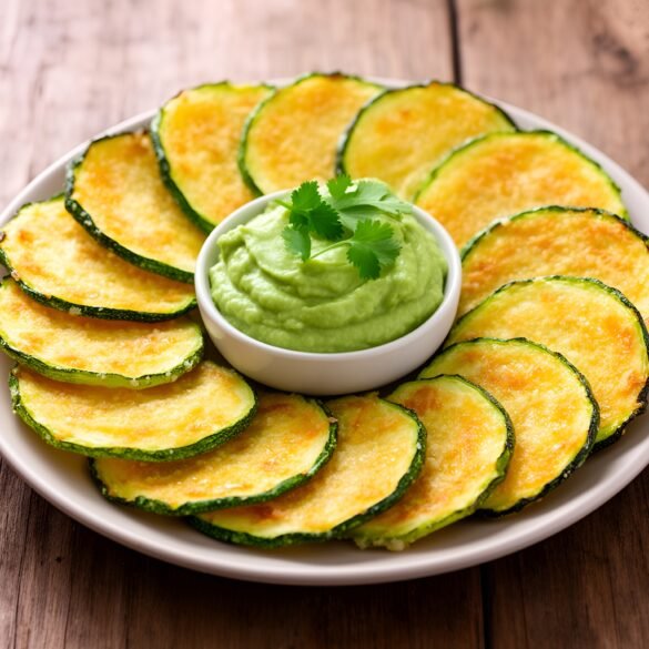Crispy Parmesan-Spiced Zucchini Chips with Avocado Dip