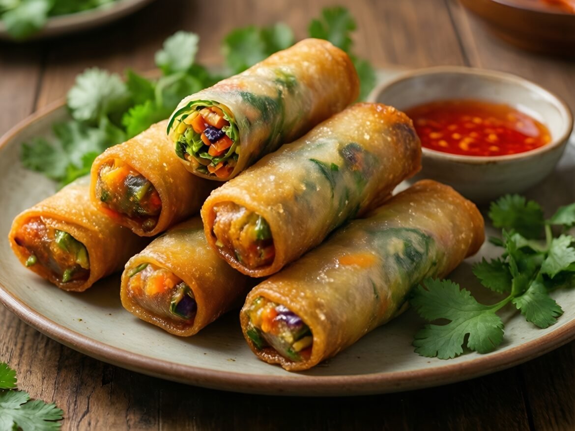 Crispy Zesty Cilantro-Lime Air-Fried Vegetable Spring Rolls