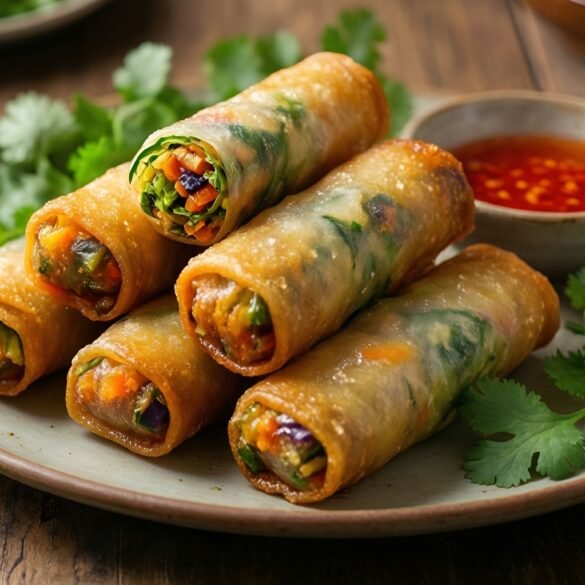 Crispy Zesty Cilantro-Lime Air-Fried Vegetable Spring Rolls