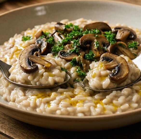 Decadent Creamy Mushroom Risotto with Truffle Oil