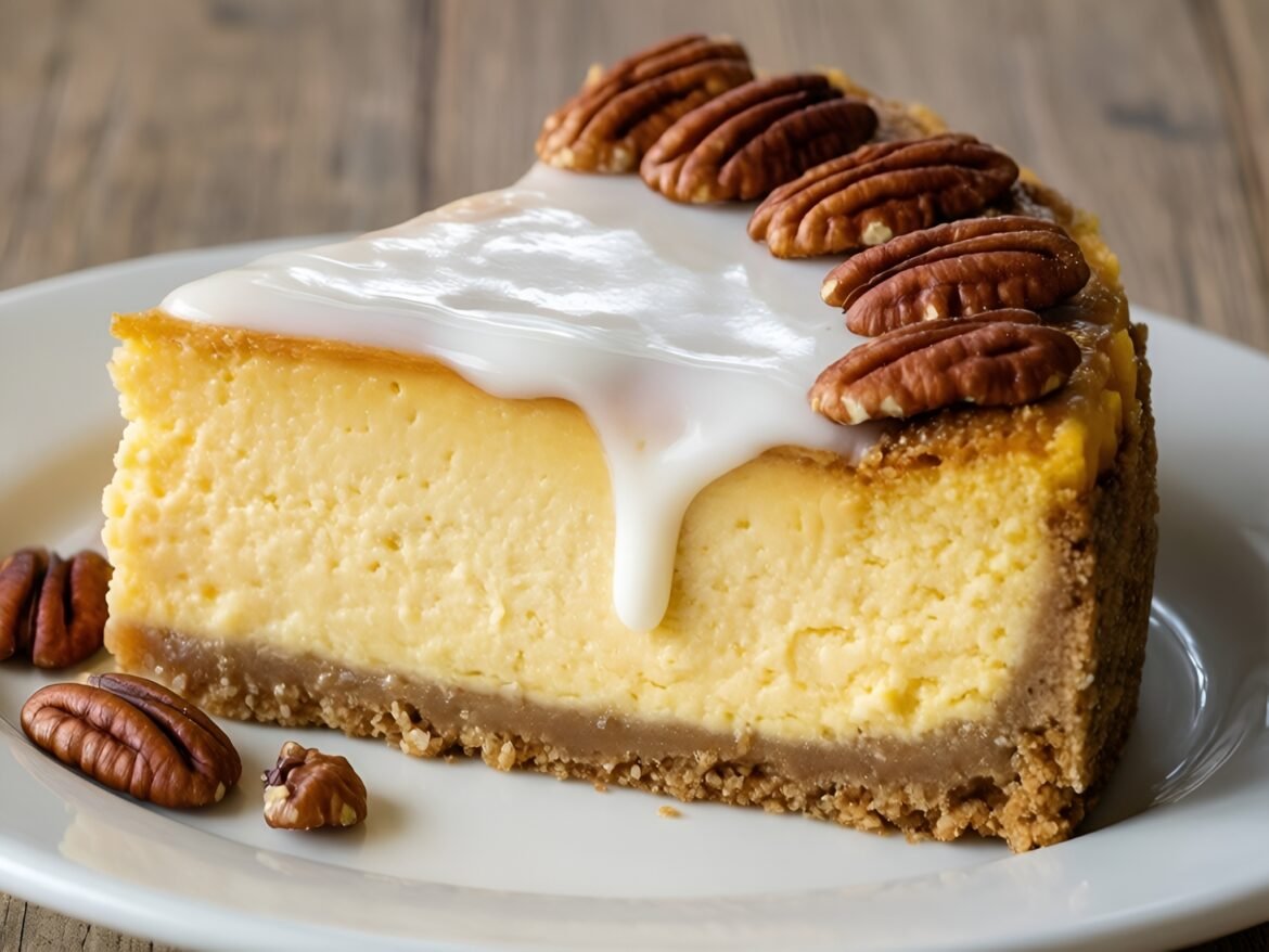Decadent Maple Pecan Cheesecake Bars with Cream Cheese Glaze