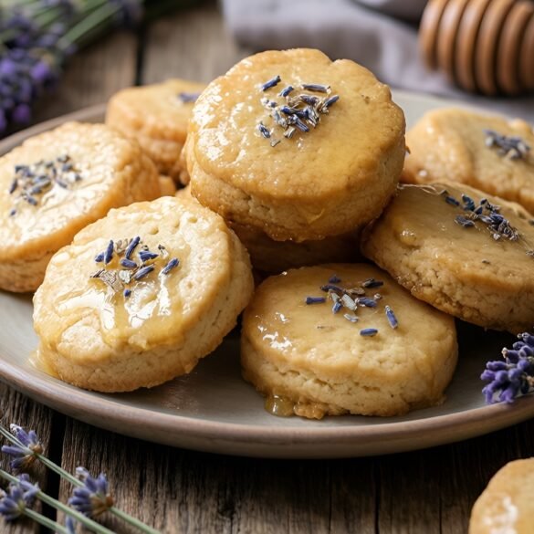 Delicate Lavender Earl Grey Shortbread Cookies with Honey Glaze