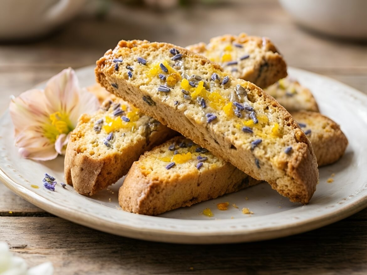 Delicate Lavender Honey Almond Biscotti with Citrus Zest