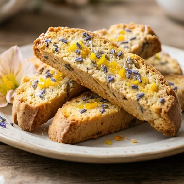 Delicate Lavender Honey Almond Biscotti with Citrus Zest