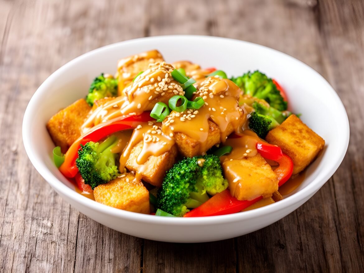 Fiery Peanut Butter & Honey Glazed Tofu Stir-Fry with Broccoli