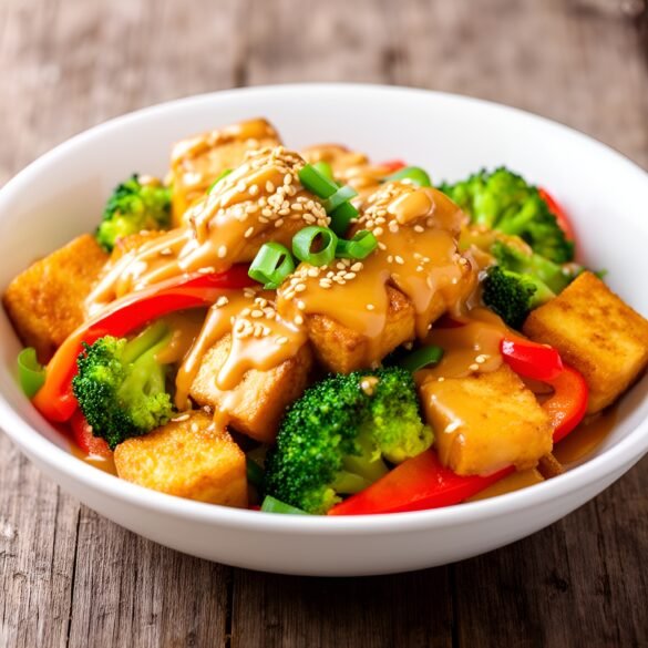 Fiery Peanut Butter & Honey Glazed Tofu Stir-Fry with Broccoli