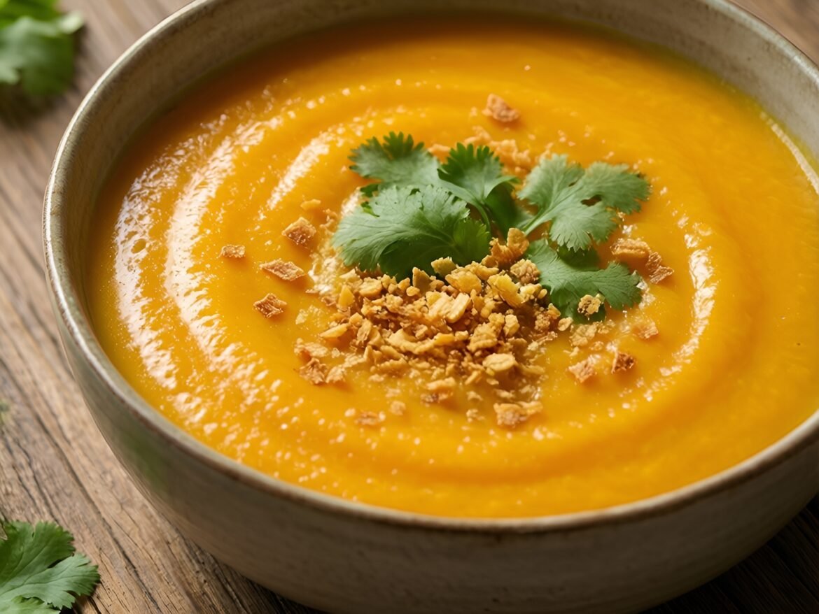 Harvest Moon Butternut Coconut Soup with Ginger Crunch