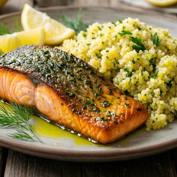 Herb-Crusted Salmon with Lemon-Dill Quinoa Pilaf