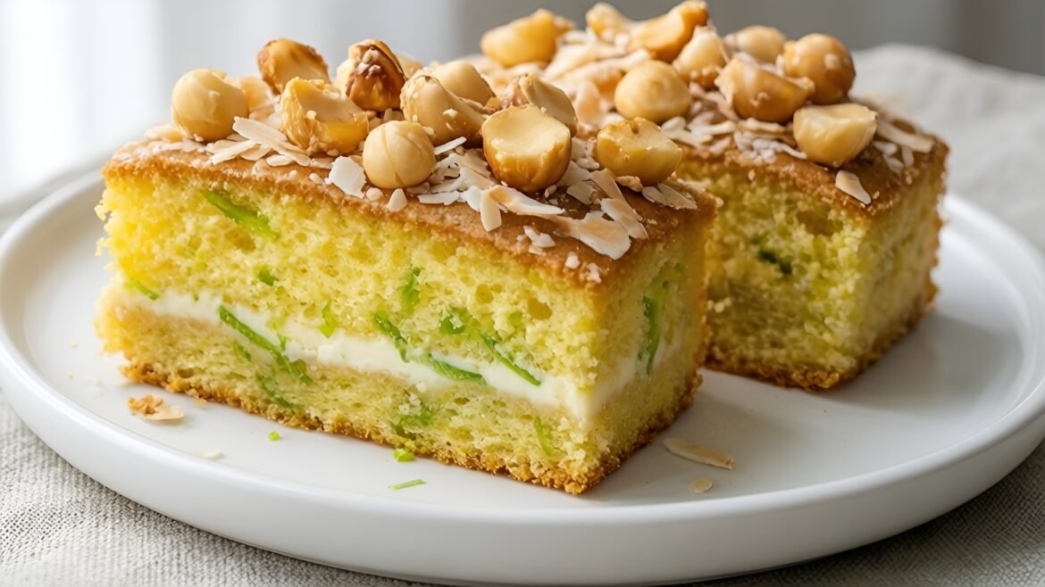 Light and Luscious Coconut Lime Chiffon Cake with Toasted Macadamia Crunch
