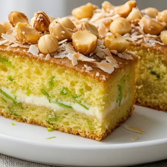 Light and Luscious Coconut Lime Chiffon Cake with Toasted Macadamia Crunch