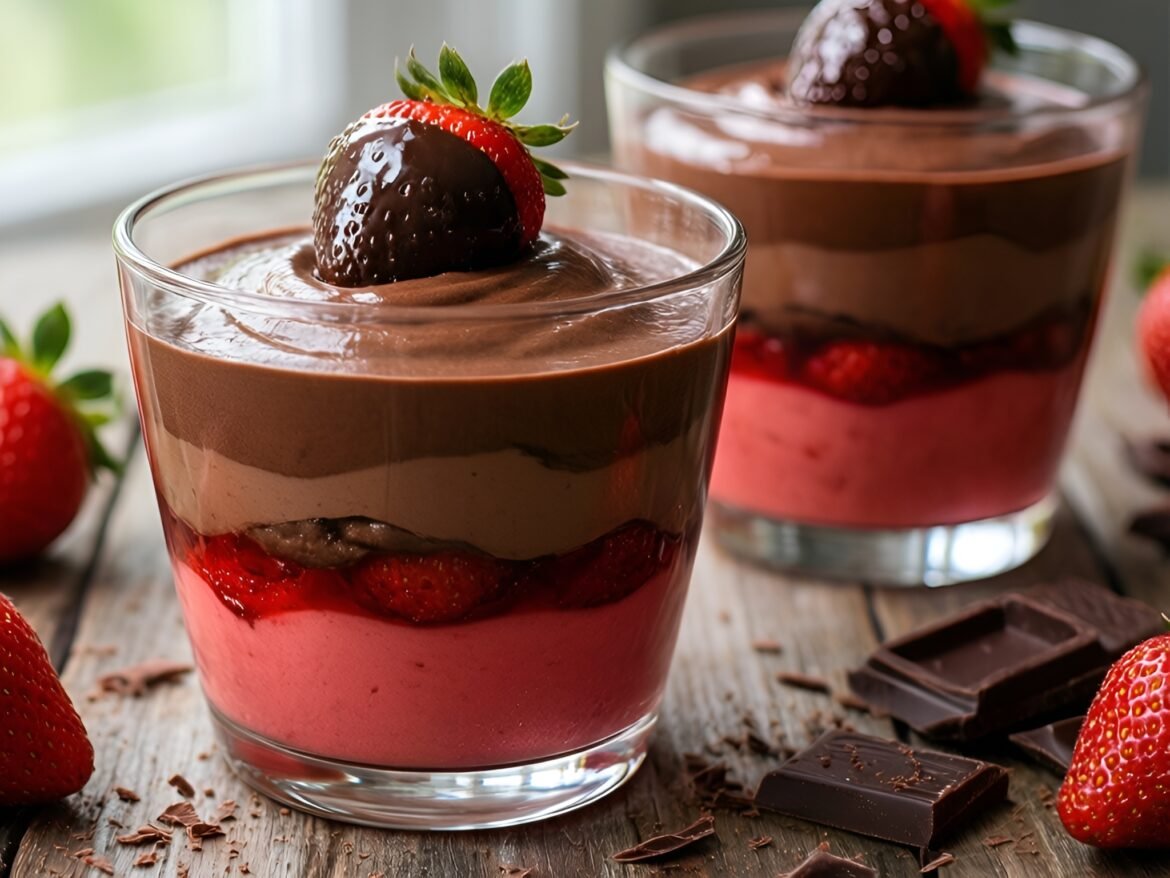 Luxurious Chocolate-Dipped Strawberry Mousse Parfaits