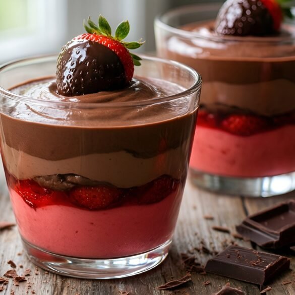 Luxurious Chocolate-Dipped Strawberry Mousse Parfaits