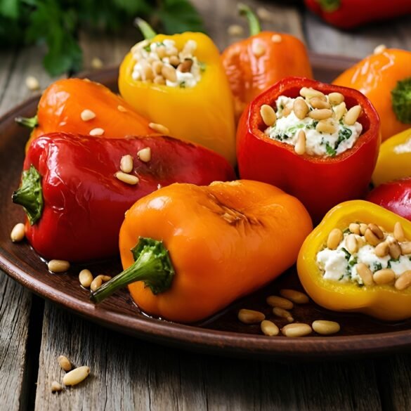 Mediterranean Stuffed Mini Peppers with Feta and Pine Nuts