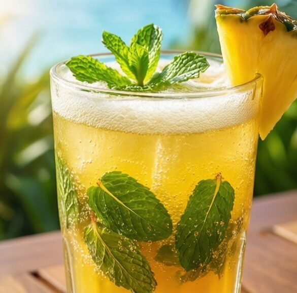 Refreshing Tropical Pineapple-Mint Fizz