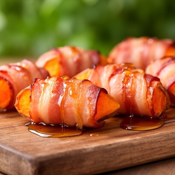 Savory Bacon-Wrapped Sweet Potato Bites with Maple Drizzle