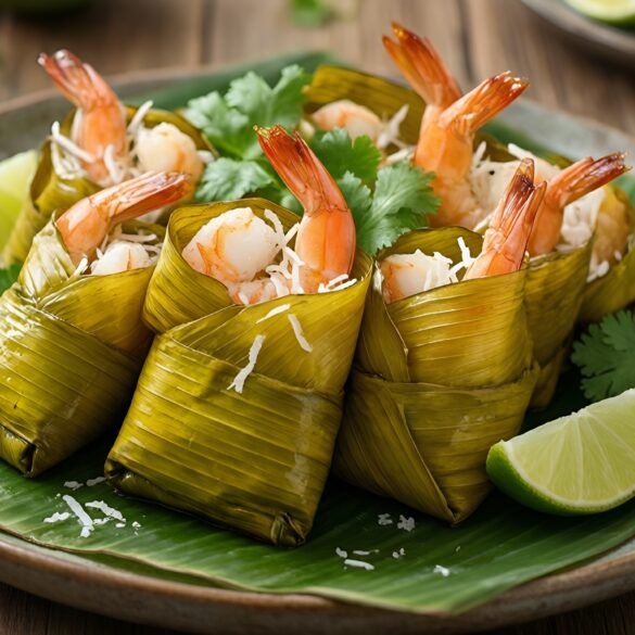 Savory Banana-Leaf Wrapped Coconut Shrimp Bites
