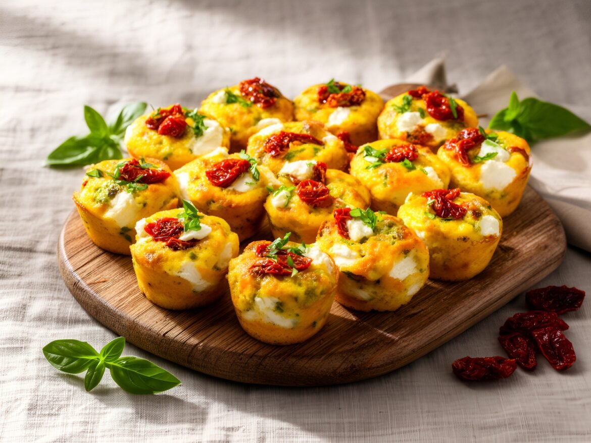 Savory Herb and Goat Cheese Frittata Bites with Sun-Dried Tomatoes