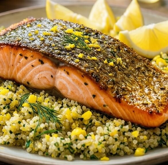 Savory Herb-Crusted Salmon with Lemon-Dill Quinoa