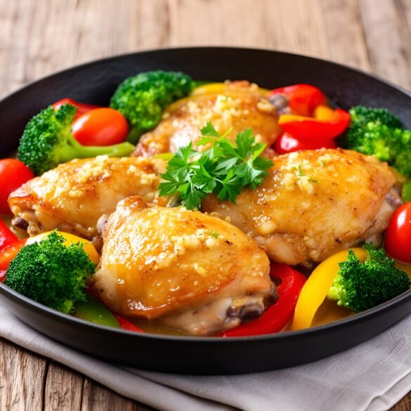 Savory Herbed Garlic Butter Chicken with Colorful Veggies Skillet