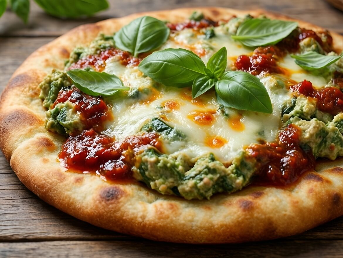 Savory Spinach-Artichoke Flatbreads with Sun-Dried Tomato Drizzle