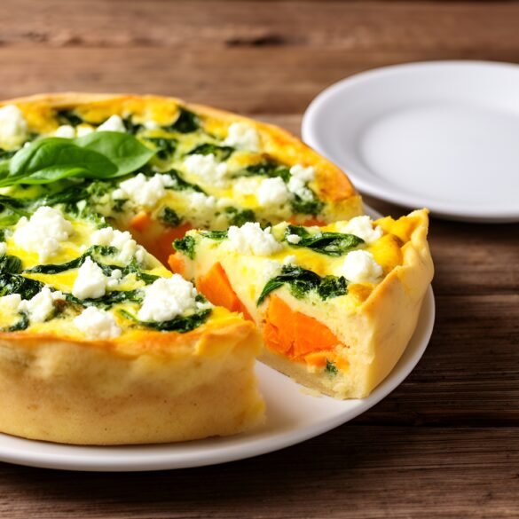 Savory Sweet Potato & Spinach Crustless Quiche with Feta