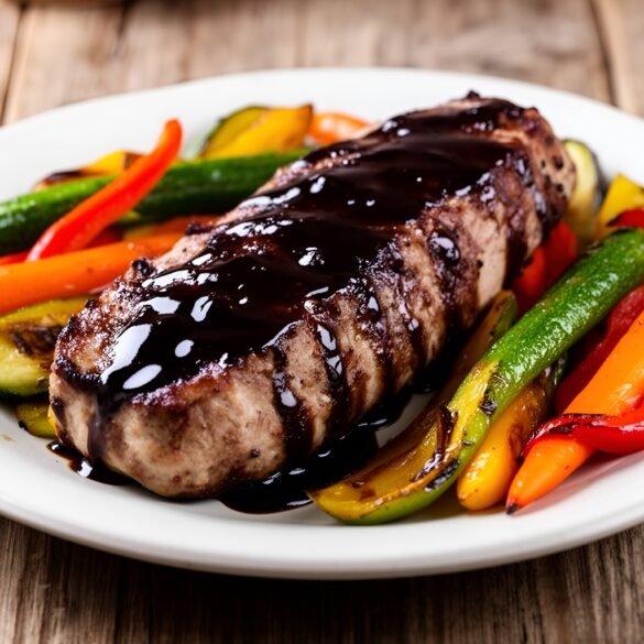 Savory Tangy Balsamic-Glazed Pork Tenderloin with Colorful Roasted Vegetables