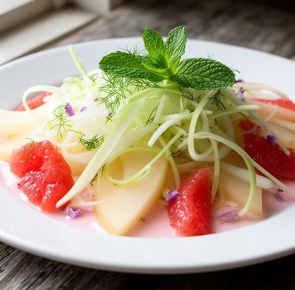 Shaved Fennel & Pear Salad with Pink Grapefruit-Shallot Vinaigrette