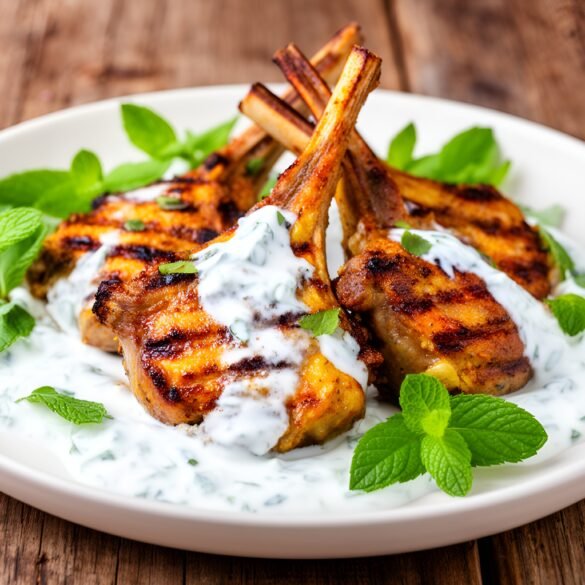 Sizzling Moroccan Lamb Chops with Fresh Mint Yogurt Sauce