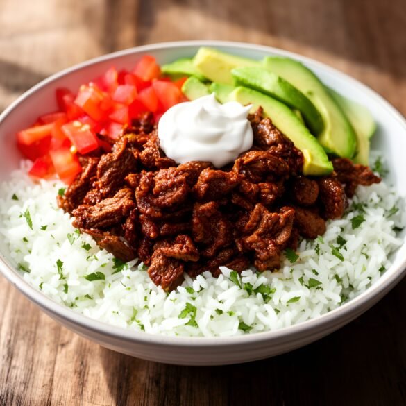 Smoky Chipotle Beef Burrito Bowls with Cilantro-Lime Rice