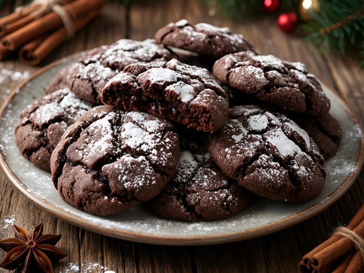Spiced Gingerbread Cocoa Crinkle Cookies