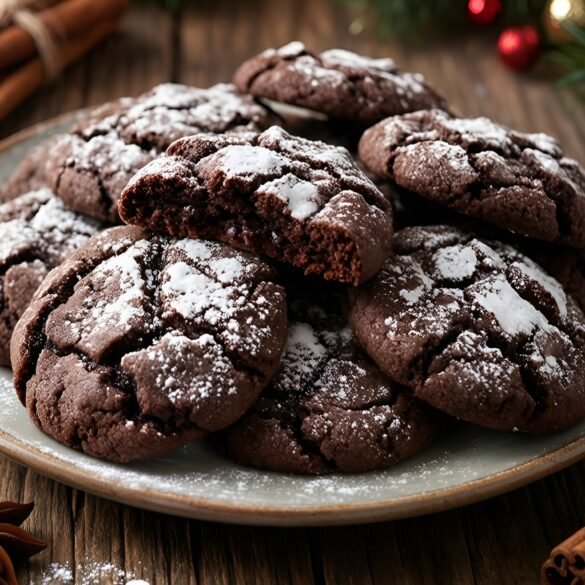 Spiced Gingerbread Cocoa Crinkle Cookies