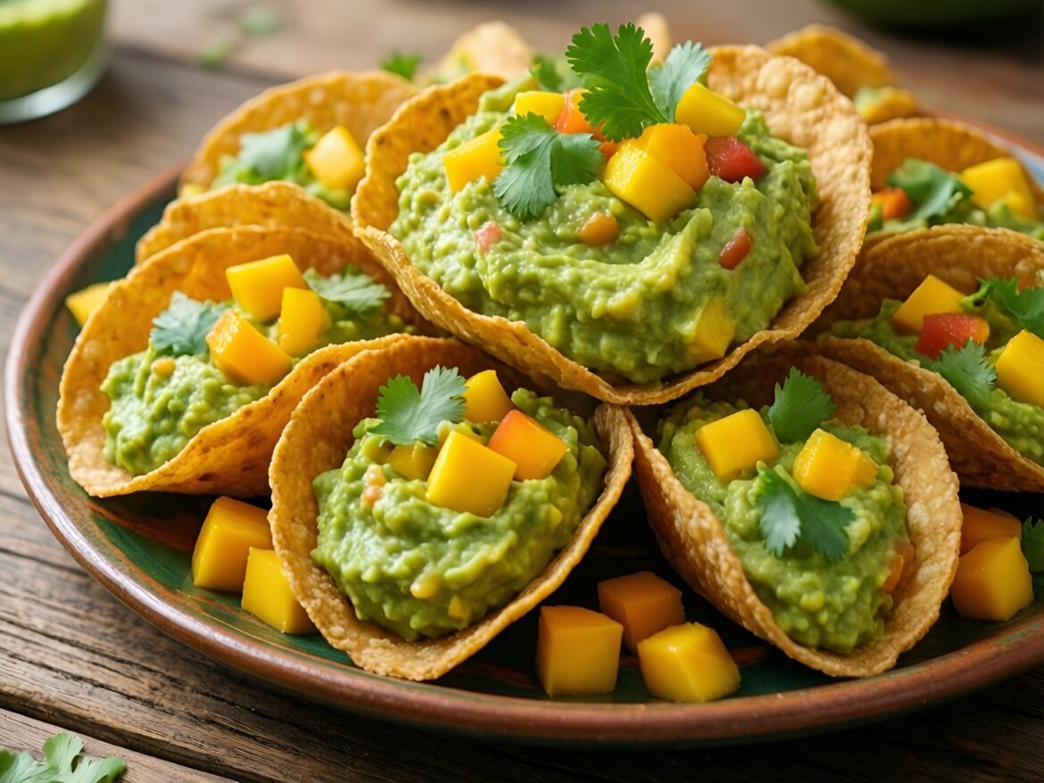 Spicy Mango-Guacamole Nacho Cups