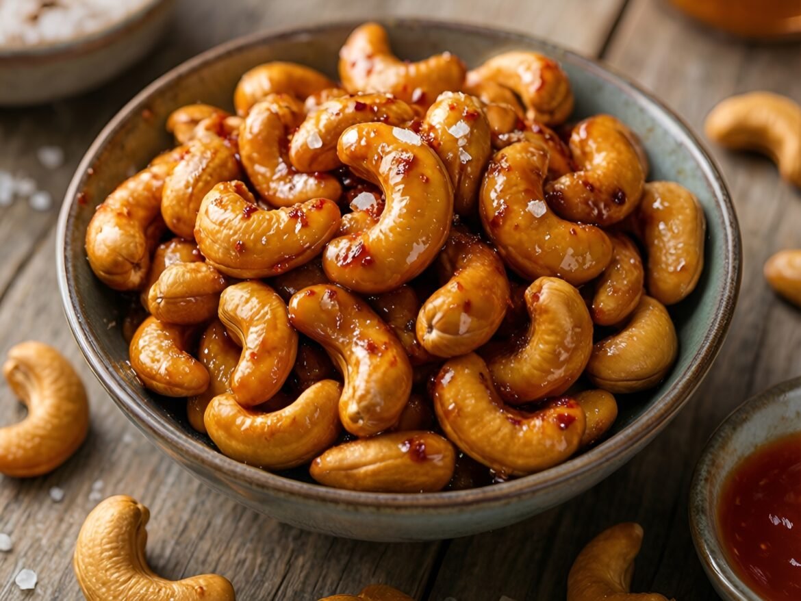 Sriracha-Maple Roasted Cashews with a Kick