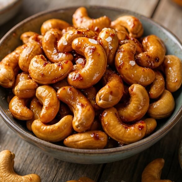 Sriracha-Maple Roasted Cashews with a Kick