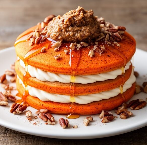 Sweet Potato Pancake Stack with Maple Mascarpone & Spiced Pecan Butter