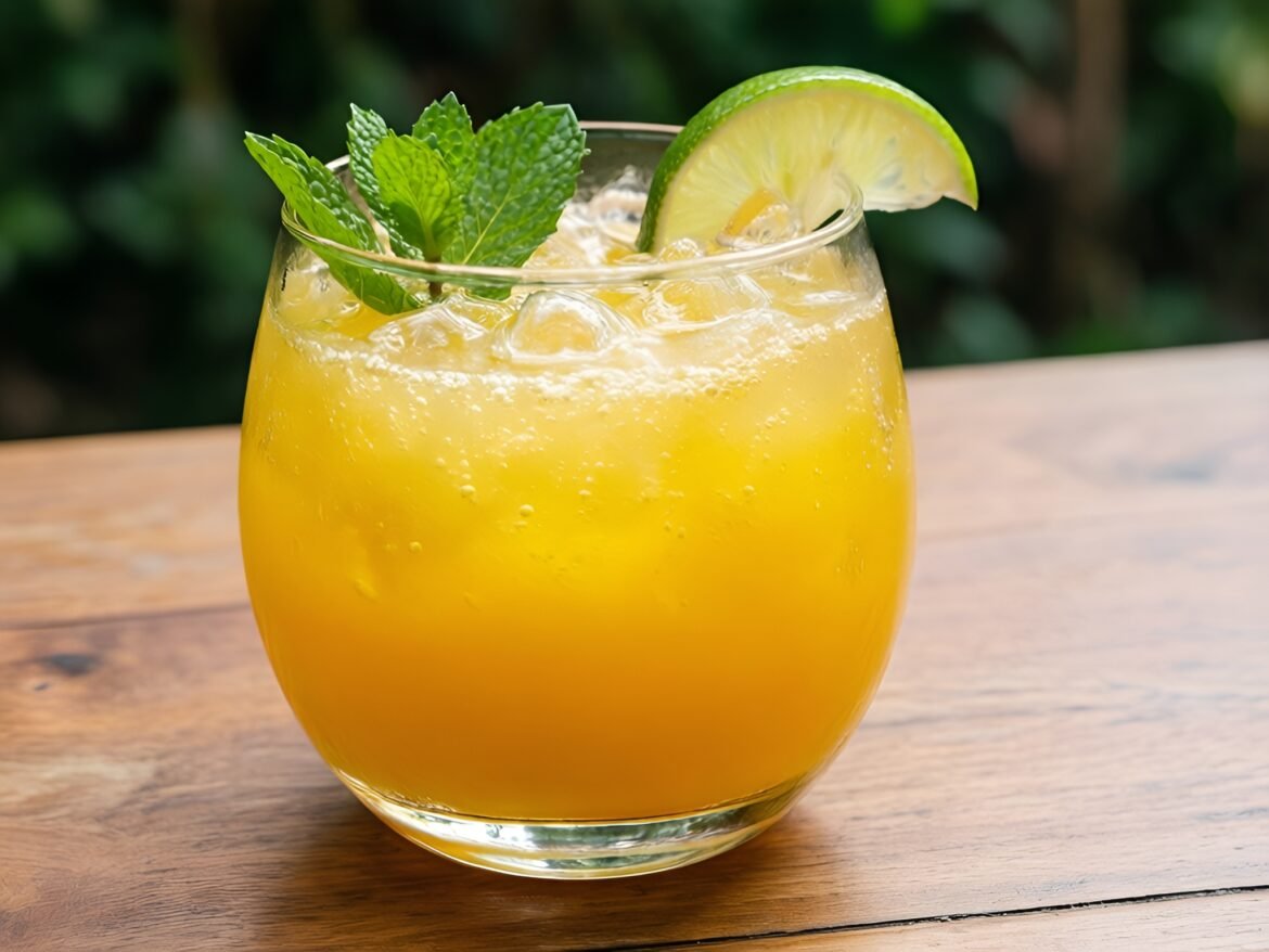 Sweet & Spicy Ginger-Mango Sparkler