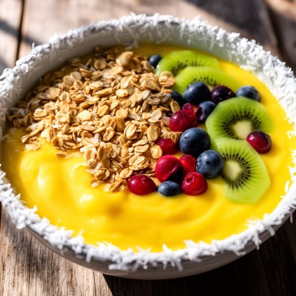 Tropical Mango-Coconut Sunrise Smoothie Bowl