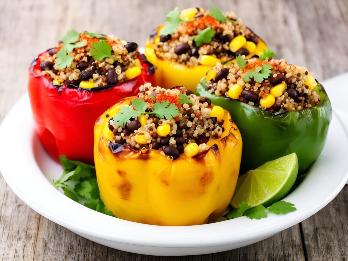 Vibrant Cilantro-Lime Quinoa Stuffed Bell Peppers with Spicy Black Beans