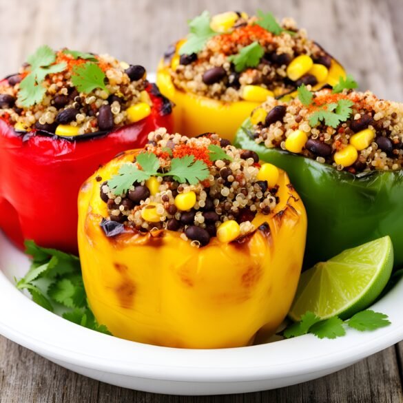 Vibrant Cilantro-Lime Quinoa Stuffed Bell Peppers with Spicy Black Beans