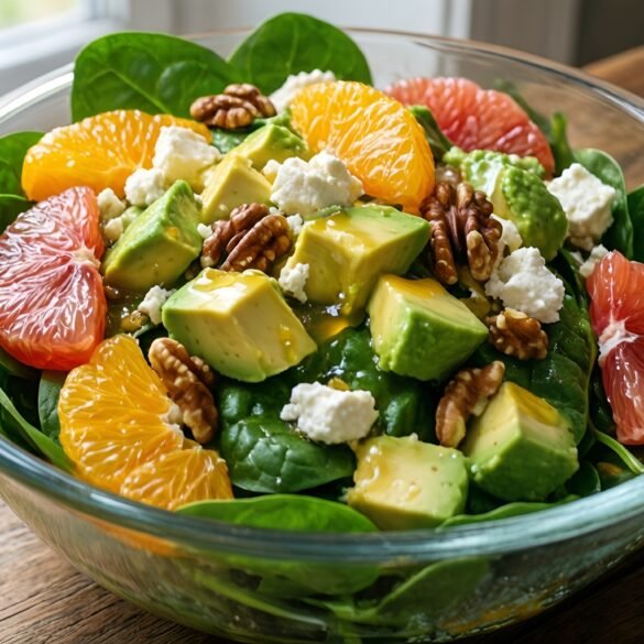 Vibrant Citrus-Avocado Spinach Salad with Refreshing Honey-Lime Dressing