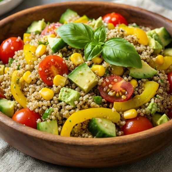 Vibrant Rainbow Harvest Quinoa Salad with Zesty Lemon-Basil Dressing