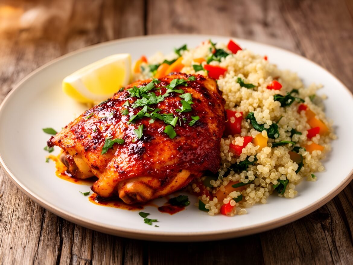 Zesty Harissa Chicken Thighs with Nutty Quinoa Pilaf
