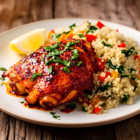 Zesty Harissa Chicken Thighs with Nutty Quinoa Pilaf