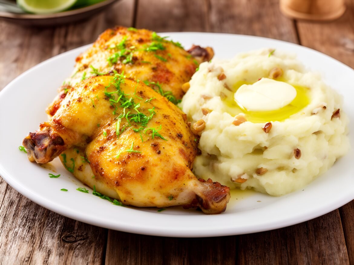 Zesty Lime-Marinated Chicken Thighs with Creamy Garlic Mashed Potatoes